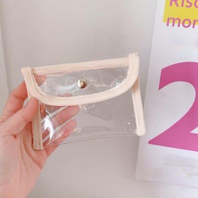 Sac de rangement transparent pour cosmétiques pour femmes, petit sac tendance en PVC pour rouge à lèvres, clés, écouteurs, maquillage, pochette pour filles, 2023 beige