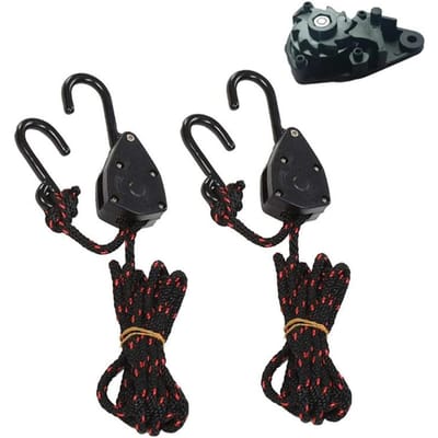 2 Stuks 1/8  Verstelbare Zware Ratel Touwhanger Kajak en Kano Voor- en Achterkant Vastbindriemen Camping Tool Tent Accessoires Plastic black