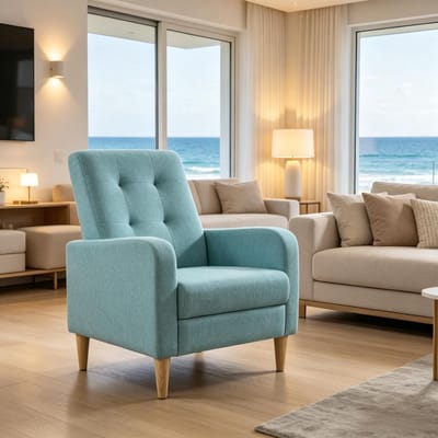HAUSS SPOLE Fauteuil - Gestoffeerde Relaxstoel Met Armleuningen - Ergonomisch Comfort Voor Woonkamer En Slaapkamer - Linnen Blauw