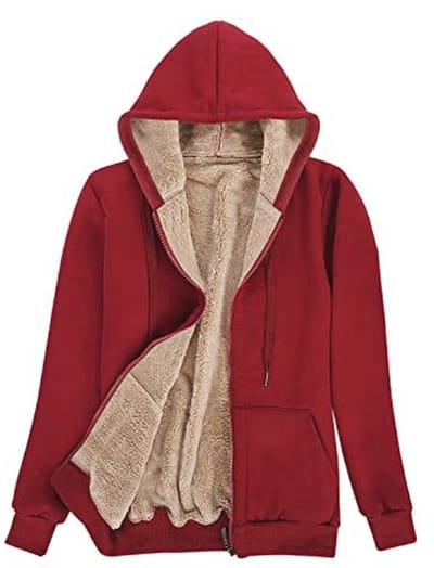 Dames Hoodie Sweatshirt met Capuchon en Rits - Warme Pluche Fleecevoering