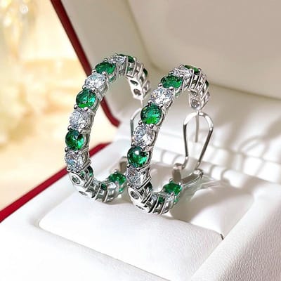 Prachtige Hoopoorbellen met Zirkonia voor Dames Sterling Grote Cirkel Temperament Vrouwelijke Accessoires Trouwsieraden gray