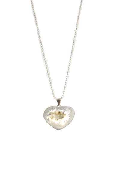 Heaven Eleven ketting rvs ballchain met een hart crushed agaat