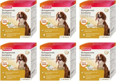 6x Beaphar Schapenvet Bonbons Mini met Knoflook - Hondensnack - 245g