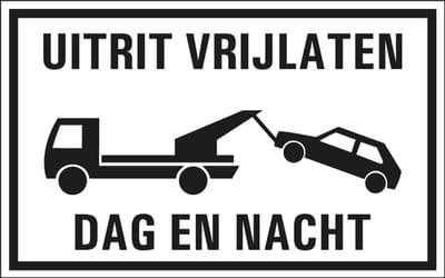 Uitrit vrijlaten wegsleepregeling bord - kunststof 400 x 250 mm