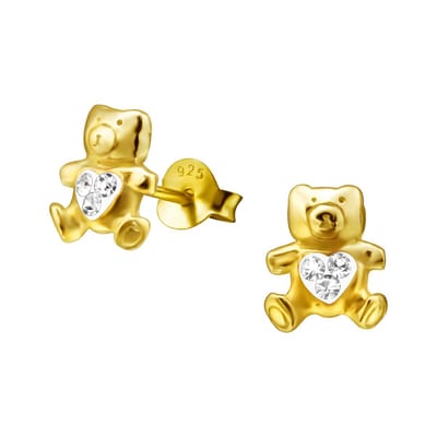 Amanto Kids Oorbellen Gabi Gold - 925 Zilver Verguld - Beertje - 8x9mm
