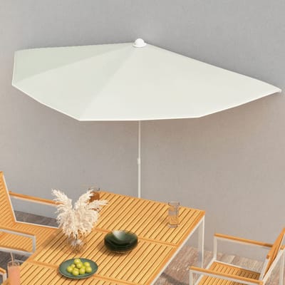 vidaXL - Parasol - half - met - paal - 180x90 - cm - zandkleurig