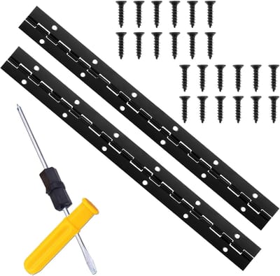 Piano Tape, 30cm lang - RVS zwart - Inclusief 24 schroeven en schroevendraaier - Voor eenvoudige installatie - ShopVlot