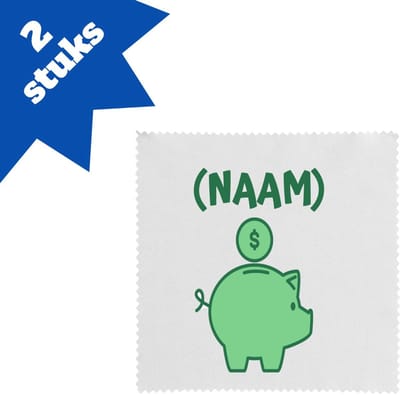 Akyol - groene piggy bank met eigen naam brillendoekjes - Varken - iemand die van geld houdt - cadeau voor iemand die houdt van geld - verjaardagscadeau - gift - geschenk - 17,8 bij 17,8 cm - 2 stuks