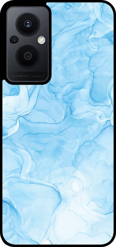 Smartphonica Telefoonhoesje Geschikt voor Oppo Reno7 Lite met marmer opdruk - TPU backcover case marble design - Lichtblauw geschikt voor Oppo Reno7 Lite