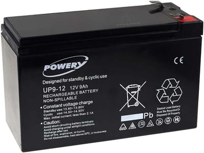 Vervangende Batterij - Accu Gel - Noodstroom UPS - Hoge Capaciteit - 12V 9Ah - Zwart