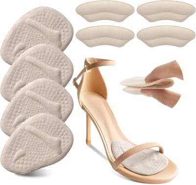 Daity 4 paar hielpads - hielpads voor oversized schoenen - om voetpijn te verlichten - en antislip hielpads (voor losse schoenen - blaren)beige