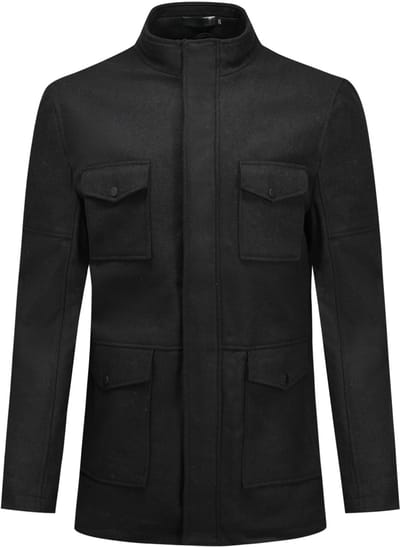 ALLTHEMEN Heren Regular Fit Jas met Opstaande Kraag - Halflang met Ritssluiting - XS