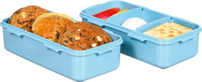 Lock&Lock Kleine Lunchbox - Bentobox - Snackdoosjes - Met Compartimenten | Vakjes - Volwassenen en Kinderen - To Go - Lekvrij - BPA vrij - PFAS vrij - Set van 2 stuks - 2x 470 ml - Blauw - LocknLock