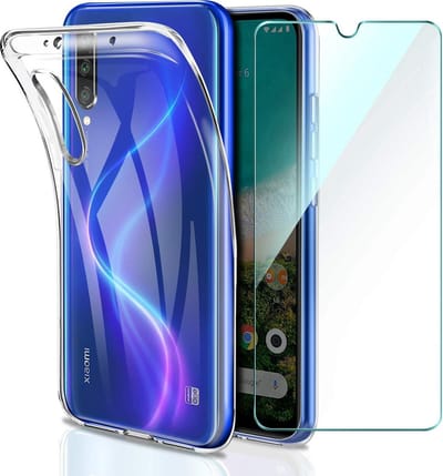 Hoesje Geschikt voor: Xiaomi Mi 9 - Transparant TPU Siliconen Case & 2X Tempered Glas Combi - Transparant