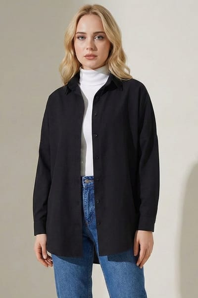 Ontspannen Fit Poplin Shirt met Knopsluiting
