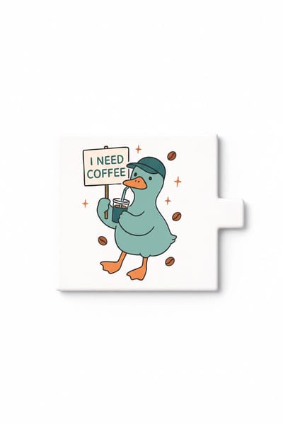 Grappige Koffie Eend Keramische Tegel – I Need Coffee Schattige Gans Quote Decoratieve Cadeau Tegel voor Koffieliefhebbers