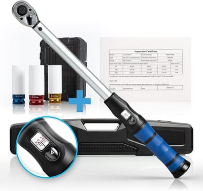 Momentsleutel 1/2 inch 40-210 Nm set met 3 Aluminium Velgdoppen en Koffer