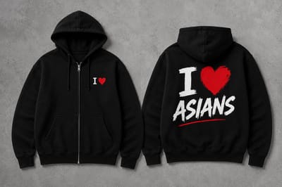 Hoodie met rits heren – vest heren – streetwear hoodie – I  ASIANS print – katoen - XS