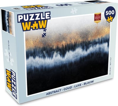 Puzzel Abstract - Goud - Luxe - Blauw - Legpuzzel - Puzzel 500 stukjes