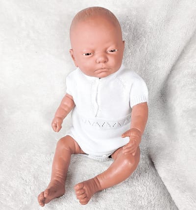 Babidu Gebreid Baby Jongens Romper Pakje | 32374 | Wit | 3 maand | maat 62