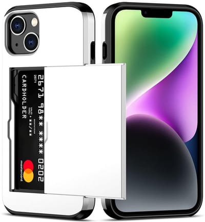 Hybrid Card Case Hoesje geschikt voor iPhone 16 Pro - wit- Pashouder - Kaarthouder - Pasjes - Kaarten - Duurzaam - Slank