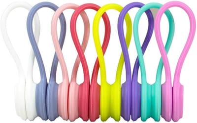 Herbruikbare magnetische kabelclips - 8 stuks - Verstelbare kabelbinders voor efficiënt kabelbeheer van oplaadkabels, hoofdtelefoonkabels en USB-kabels