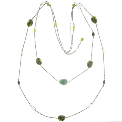 Behave Lange ketting goud kleur met kralen groen 94 cm