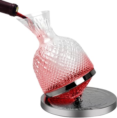 Dailygoods - Wijnkaraf, 1500 ml, 360 graden draaibare wijnkaraf, decanteerder, druppelvrij, wijnkaraf, rode wijnkaraf van loodvrij kristalglas, wijnaccessoires, cadeau voor bruiloft, housewarming
