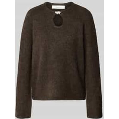 SELECTED WOMEN Slflulu Brushed Ls Knit Keyhole O-neck Truien & vesten Dames - Sweater - Hoodie - Vest- Bruin - Maat M
