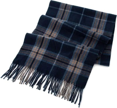 Sjaal Ruit - Blauw/Taupe/Donkerblauw | 200 x 39 cm | Acryl/Polyester