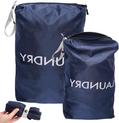 Ruime Waterdichte Reiswaszakken - 2 Stuks, Ideaal voor Vakantie en Camping, Gemakkelijk Meeneembaar en Vouwbaar, Perfect voor Nat en Droog Wasgoed