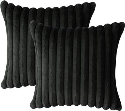 MODFU Kussenslopen 2 stuks 50x50 cm – Zachte pluche & fluweel – Met verborgen ritssluiting – Franjerand – Voor slaapkamer & woonkamer – Zwart