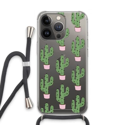Case Company® - Hoesje met koord geschikt voor iPhone 13 Pro hoesje met Koord - Cactus Lover - Telefoonhoesje met Zwart Koord - Bescherming aan alle Kanten en Over de Schermrand