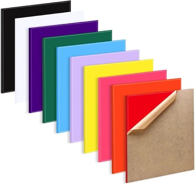 Acryl Platen Set - Kunststof Platen - Doe-het-zelf Projecten - Dubbelzijdig Beschermd - 20x20 cm 3mm - 10 Kleuren