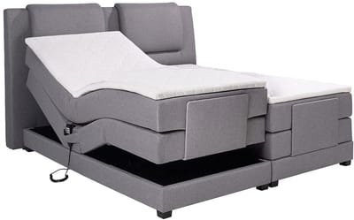 Vente-unique Boxspringbed stof lichtgrijs 2 x 90 x 200 cm