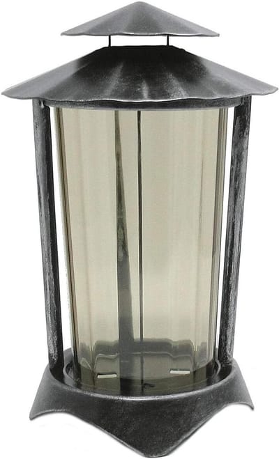 Graflantaarn Staal - Graflicht decoratie - Herdenkingsplek verlichten - Met grondanker - 210 mm hoogte - Zwart