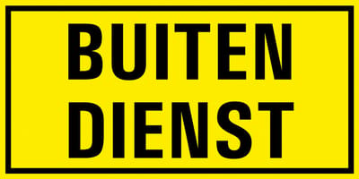 Buiten dienst bord - kunststof 300 x 150 mm