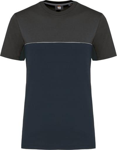 WK. Designed To Work Ecologisch tweekleurig uniseks T-shirt met korte mouwen WK304 - Navy / Dark Grey - 3XL