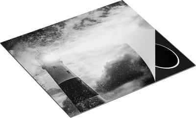 Chefcare Inductie Beschermer Vuurtoren tijdens de Regen Storm - Zwart Wit - 60x50 cm - Afdekplaat Inductie - Kookplaat Beschermer - Inductie Mat
