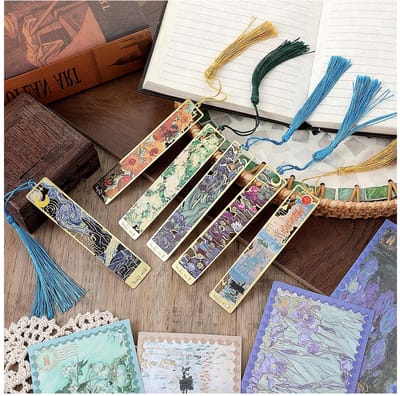 Dailygoods- Bladwijzer 6 Stuks - Metalen Bladwijzers - Vintage Boekenlegger - Gouden Holle Bladwijzer - Elegant met Kwastjes - Hoogwaardig Materiaal