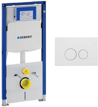 Geberit Duofix Element - UP320 - QeramiQ metal bedieningsplaat - wand - 112cm - ronde knoppen - metaal - mat wit