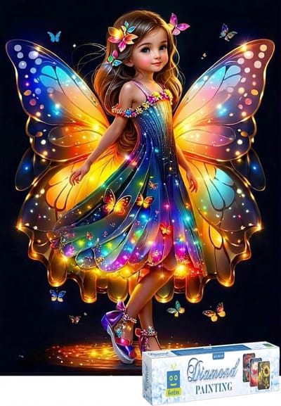 Huntex Diamond Painting Volwassenen - Diamond Painting Kinderen - Diamond Painting Pakket Volledig - EngelMeisje - 30x40 cm