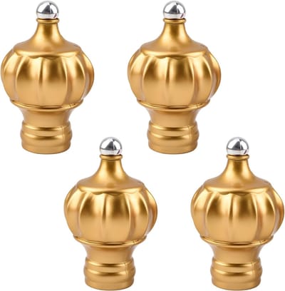 4 Stuks - gouden plastic gordijnroede-eindkapjes om de uiteinden van gordijnroeden te versieren, Geschikt voor gordijnroeden met een diameter van 28 mm (koepelvormig ontwerp)