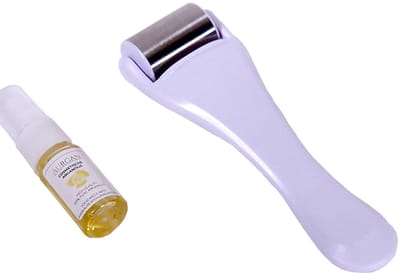 Aurgan Ice Roller - ijsroller - gezichtsroller - RVS - met 10 ml olie - tegen zwellingen en ontstekingen - gezichtsverzorging
