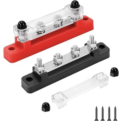 Verzamelrail 12V-48V voor Stroomverdeling in Voertuigen en Schepen - 2 Stuks met M6 Aansluitbouten