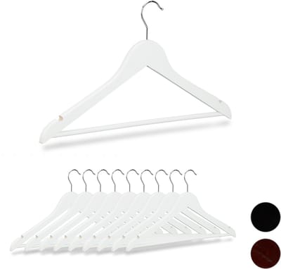 kledinghangers hout - set van 90- broeklat - kleerhangers wit - draaibaar