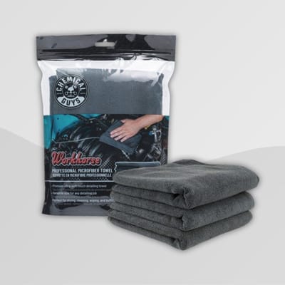 Chemical Guys Workhorse Professional Grade Microfiber Towel (Rubber/Plastic/Vinyl) - Black 16x16'' (3 Pack)