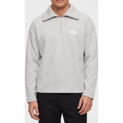 Calvin Klein Ls Brushed Rib Quarter Zip Chalk Taglia: M | Maglioni a maglia Outlet | Uomo