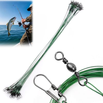 Thijox - 20 Stuks Professionele Stalen Snoekhaken Roofvishaken Camouflagegroen - Corrosiebestendig voor Zoet en Zout Water - 20cm voorvak - Ideaal voo