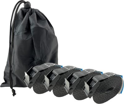 4x professionele spanband spanband klemslot auto 1-delig 6m 250 kg antraciet incl. tas